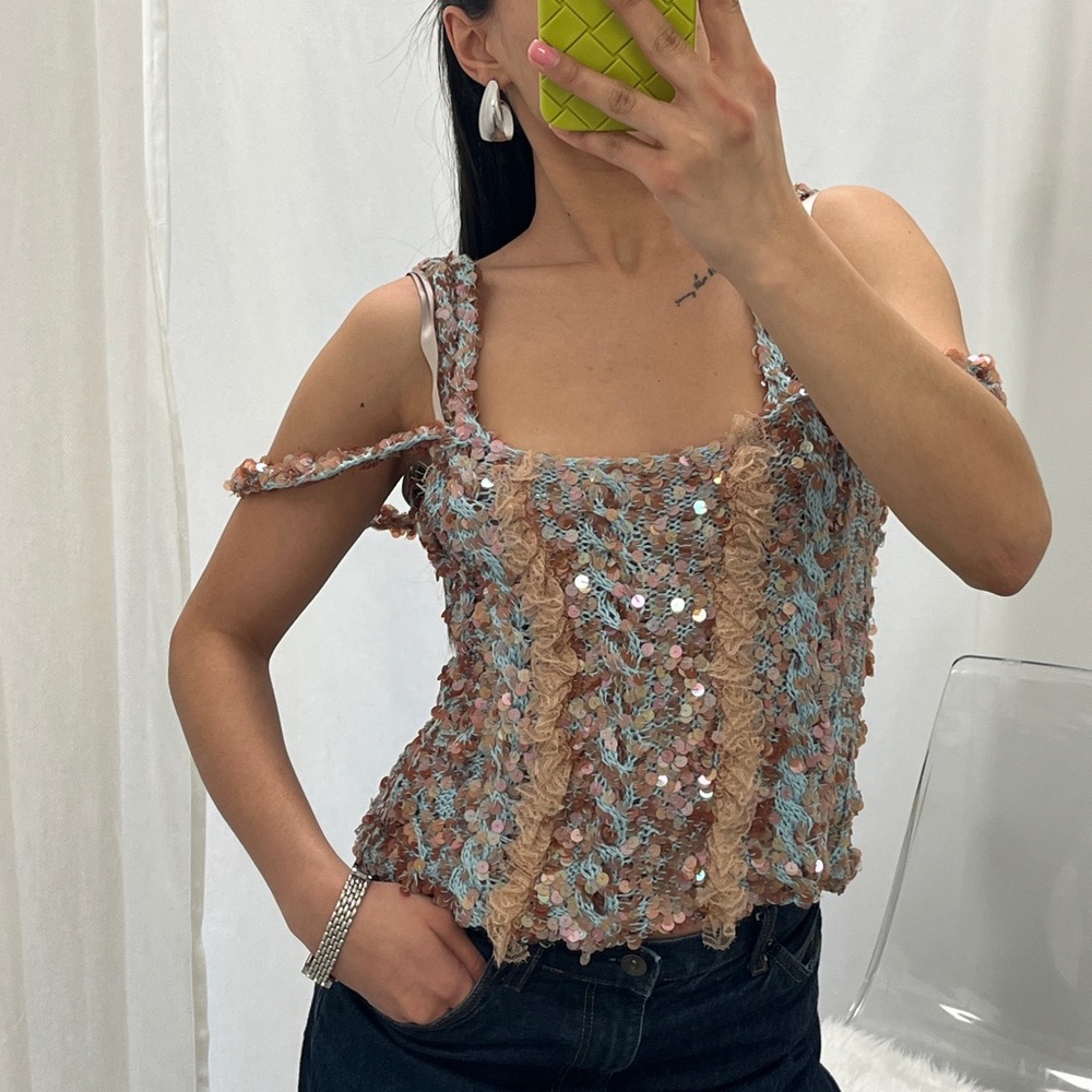 Anna Molinari sequins coquette top